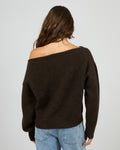 Load image into Gallery viewer, Off Shoulder Knit Jumper - Choc