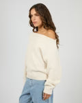 Load image into Gallery viewer, Off Shoulder Knit Jumper - Oat