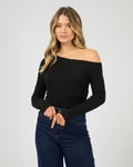 Load image into Gallery viewer, Kylie Off Shoulder L/S Top - Black