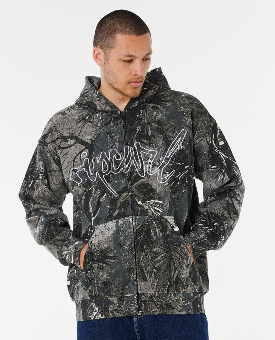 Rip Script Camo Hood - Charcoal