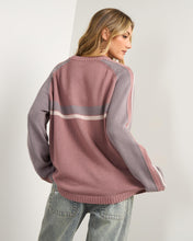 Load image into Gallery viewer, White Lines Two L/S Crew Neck - Elderberry
