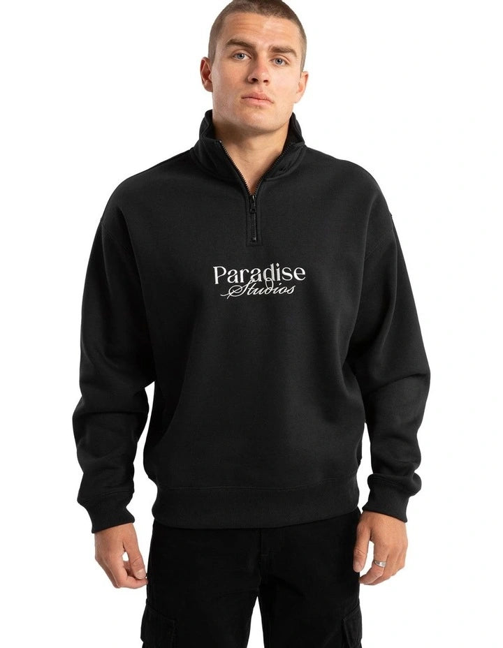 Merch 1/4 Zip Sweater - Anthracite Black