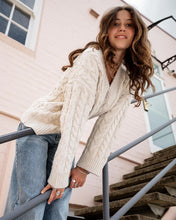 Load image into Gallery viewer, Cable V Neck Sweater - Star White
