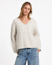 Load image into Gallery viewer, Cable V Neck Sweater - Star White
