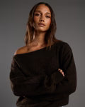 Load image into Gallery viewer, Off Shoulder Knit Jumper - Choc
