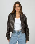 Load image into Gallery viewer, Luxe Bomber Jacket - Chocolate
