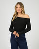 Kylie Off Shoulder L/S Top - Black