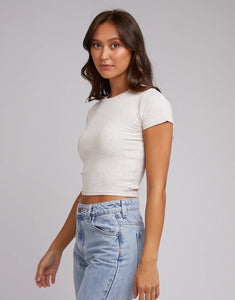 Bella Crop Tee - Oatmeal