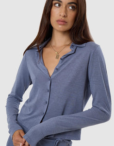 Hemp Collared Long Sleeve - Folkstone Grey