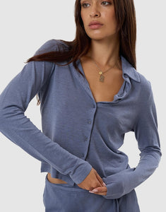 Hemp Collared Long Sleeve - Folkstone Grey