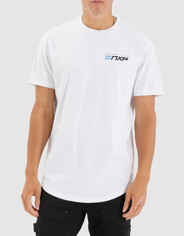 Chain Dual Curved Tee - White