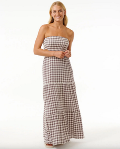 Premium Surf Check Maxi Dress - Eggplant