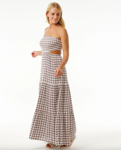 Premium Surf Check Maxi Dress - Eggplant