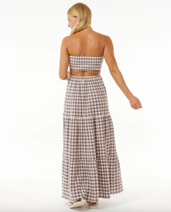 Premium Surf Check Maxi Dress - Eggplant