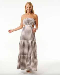 Premium Surf Check Maxi Dress - Eggplant