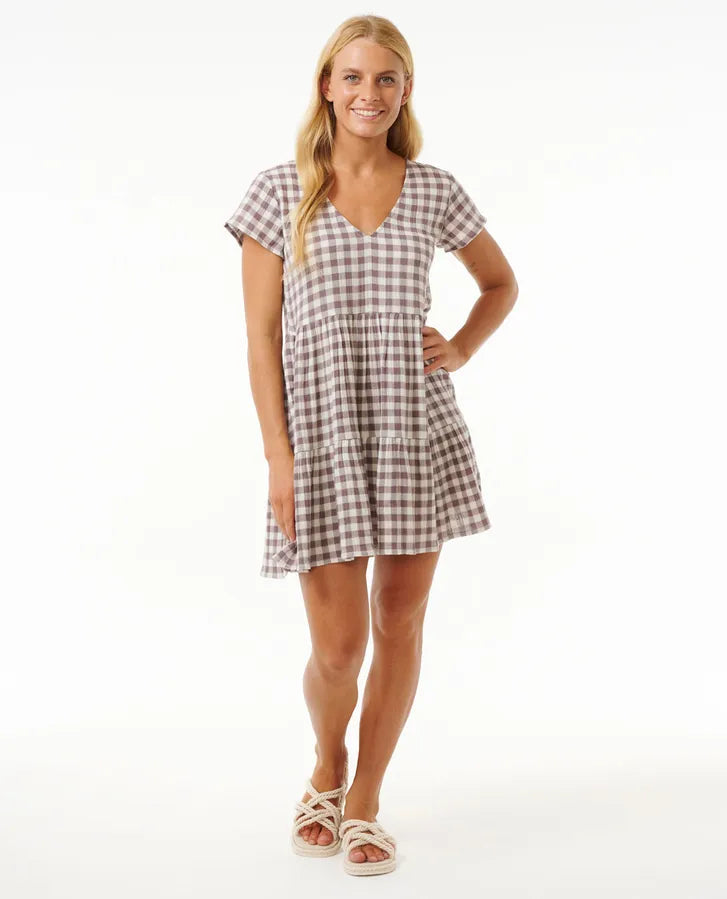 Premium Surf Check Dress - Eggplant