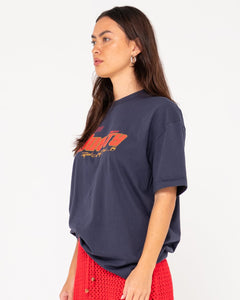 Girls Surf Oversize Short Sleeve Tee - Navy Blue