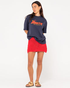 Girls Surf Oversize Short Sleeve Tee - Navy Blue