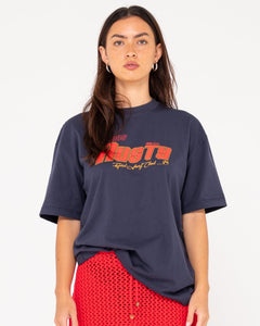 Girls Surf Oversize Short Sleeve Tee - Navy Blue