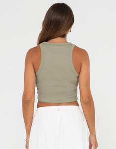 Rusty Contrast Racer Tank - Faded Pistachio