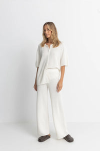 Dune Wide Leg Knit Pant - White