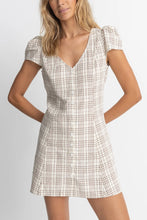 Load image into Gallery viewer, Rumi Check Cap Sleeve Mini Dress - Natural
