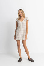 Load image into Gallery viewer, Rumi Check Cap Sleeve Mini Dress - Natural
