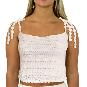 Capri Crochet Cami Top - Cream