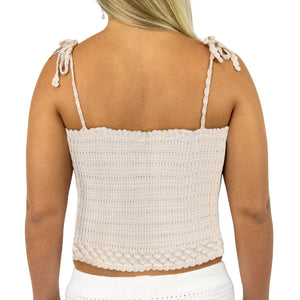 Capri Crochet Cami Top - Cream