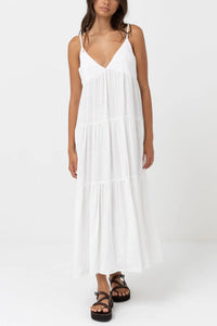 Classic Tiered Midi Dress - White