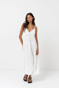 Classic Tiered Midi Dress - White