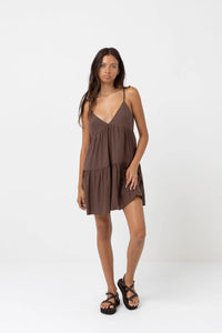 Classic Tiered Mini Dress - Chocolate