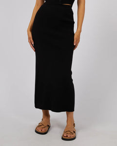 Henley Knit Skirt - Black