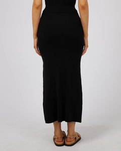 Henley Knit Skirt - Black