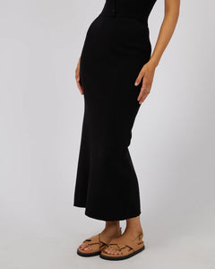 Henley Knit Skirt - Black