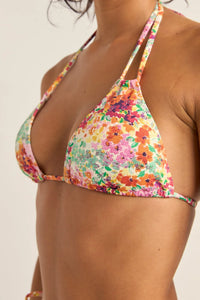 Sierra Floral Double Strap Tri Top - Orange Ora