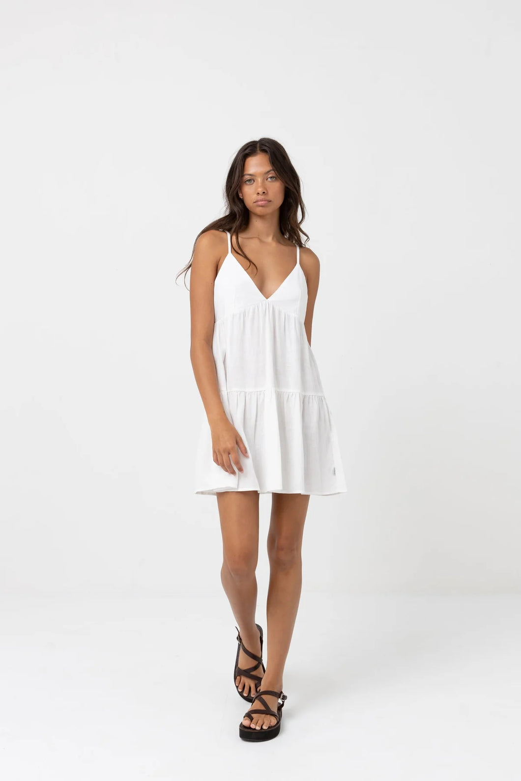 Classic Tiered Mini Dress - White