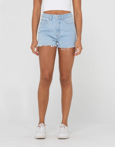 Penny Kick Flare Denim Short - Sky Blue Heather