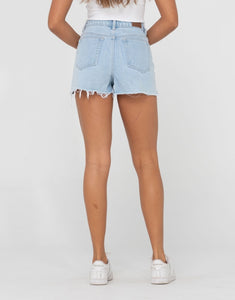 Penny Kick Flare Denim Short - Sky Blue Heather