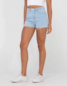 Penny Kick Flare Denim Short - Sky Blue Heather