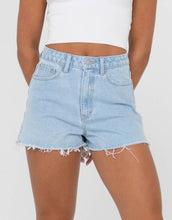 Load image into Gallery viewer, Penny Kick Flare Denim Short - Sky Blue Heather
