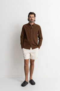 Classic Linen Long Sleeve Shirt - Chocolate