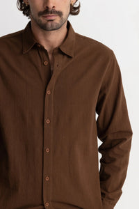 Classic Linen Long Sleeve Shirt - Chocolate