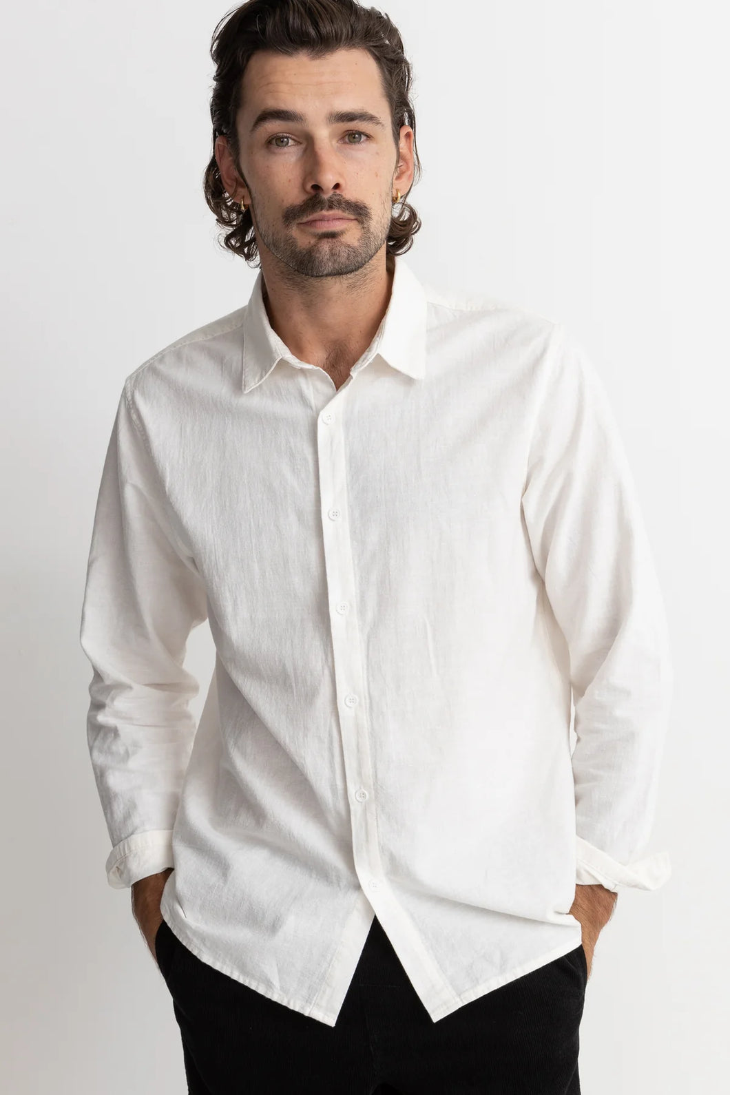 Classic Linen Ls Shirt - White