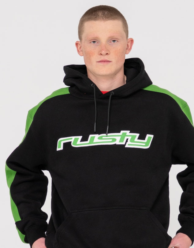 2K Sing Hooded Relaxed Super Fleece - Black/Green