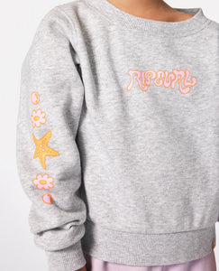 Rainbow Tide Print Crew - Grey Marle
