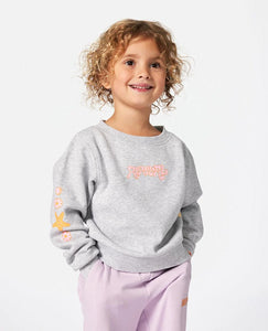 Rainbow Tide Print Crew - Grey Marle