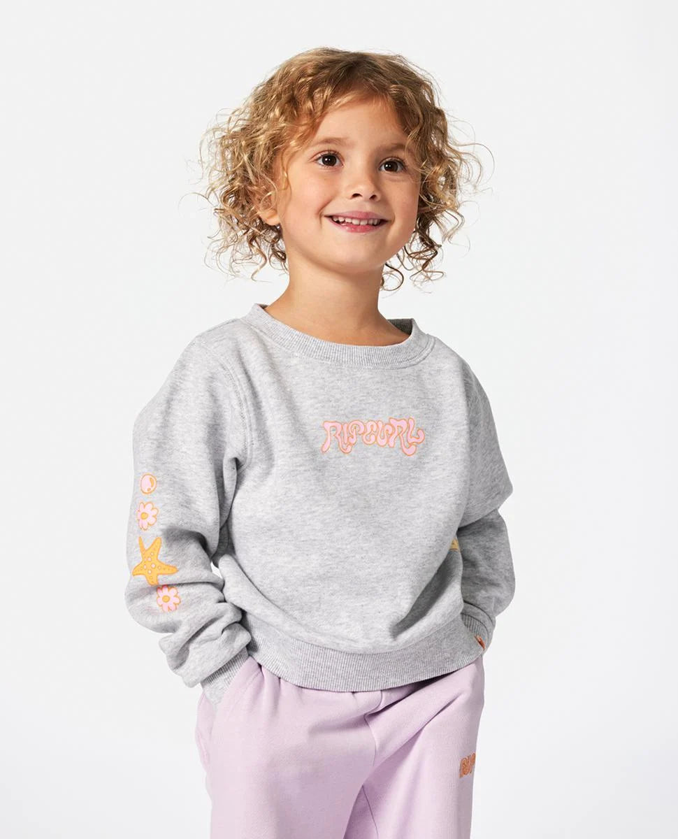 Rainbow Tide Print Crew - Grey Marle