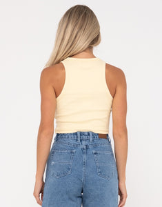 Rusty Contrast Racer Tank - Pale Banana