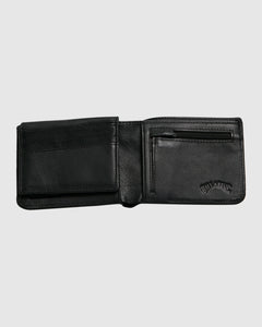 Secret Pocket Leather Wallet - Black